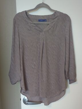 Apt. 9 Taupe Dot-Print Blouse - Scoop Neck 3/4 Sleeve